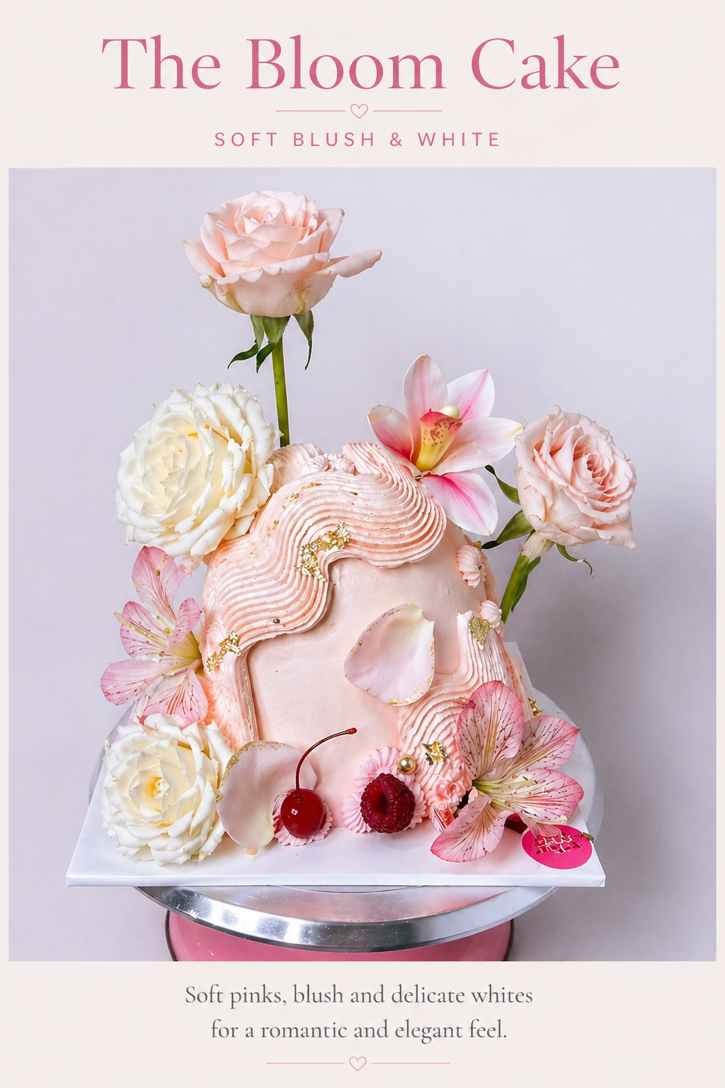 The Bloom Cake.
      Floral, romantic & a little bit extra.